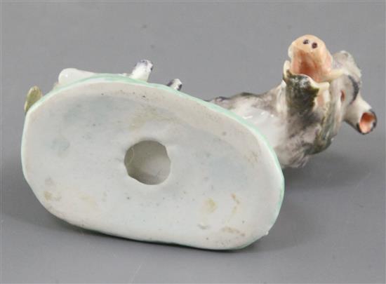 A rare Derby small figure of a seated wild boar, c.1760, h. 6.3cm, some restoration